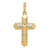 14k Yellow Gold Pointed Cross Cubic Zirconia Pendant 1/2in
