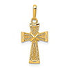 14k Yellow Gold Diamond-cut Tapered Cross Pendant with Beads 1/2in