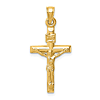 14k Yellow Gold Hollow INRI Crucifix Pendant 7/8in