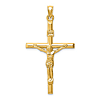 14k Yellow Gold Tube INRI Crucifix Pendant 1.5in
