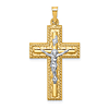 14k Two-tone Gold Hollow Crucifix Pendant With Rope Edge 1in