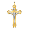 14k Two-tone Gold Fancy INRI Crucifix Pendant 1.25in