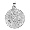 14k White Gold Hollow Round Face of Jesus Medal 1in