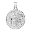 14k White Gold Hollow Round Face of Jesus Medal 7/8in