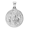 14k White Gold Hollow Round Face of Jesus Medal 3/4in