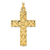 14k Yellow Gold Floral Latin Cross Pendant 1.25in