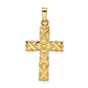 14k Yellow Gold Floral Latin Cross Pendant 7/8in