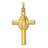 14k Yellow Gold Hollow Mother Mary Cross Pendant 1.25in