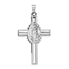 14k White Gold Hollow Mother Mary Cross Pendant 1.25in
