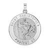 14k White Gold Saint Christopher Medal 1in