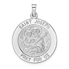 14k White Gold Saint Joseph Medal 7/8in