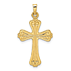 14k Yellow Gold Tapered Budded Cross Pendant 1in