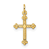 14k Yellow Gold Diamond Shape Budded Cross Pendant 1/2in