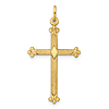 14k Yellow Gold Diamond Shape Budded Cross Pendant 1in