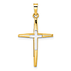 14k Two-tone Gold Tapered Double Cross Pendant 1in
