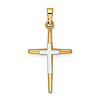 14k Two-tone Gold Tapered Double Cross Pendant 3/4in