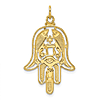 14k Gold Hamsa Pendant with Fish Figures 1in