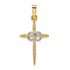 14k Two-tone Gold Double Ring Cross Pendant 3/4in
