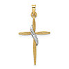 14k Two-Tone Gold Slender Methodist Cross Pendant 1in