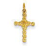 14k Yellow Gold 1/2in Small Cross Pendant with Swirls