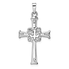 14k White Gold Cut Out Dove Cross Pendant 1in