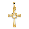 14k Yellow Gold Cut Out Dove Cross Pendant 1in