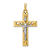 14k Two-tone Gold Twisted Hollow INRI Crucifix Pendant 1in