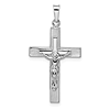 14k White Gold Striped Crucifix Pendant 1in