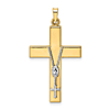 14k Two-tone Gold Hollow Rosary Cross Pendant 1.25in
