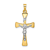 14k Two-tone Gold Hollow Tapered Crucifix 1in