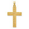 14k Yellow Gold Floral Latin Cross Pendant with Polished and Textured Finish 1in