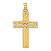 14k Yellow Gold Grooved Hollow Cross Pendant 1in