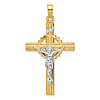 14k Two-tone Gold Textured Hollow INRI Crucifix Pendant 1.25in