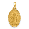 14k Yellow Gold Oval Miraculous Medal Pendant With Scroll Border 3/4in