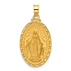 14k Yellow Gold Oval Miraculous Medal Pendant With Scroll Border 7/8in
