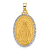 14k Yellow Gold and Rhodium Miraculous Medal 7/8in
