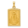 14k Yellow Gold Rectangular Hollow Miraculous Medal 3/4in