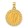 14k Yelllow Gold Round Guardian Angel Medal 5/8in