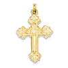 14kt Yellow Gold 1 1/4in Hollow Budded Cross Pendant