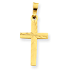 14k Yellow Gold Diamond-cut Small Hollow Cross Pendant