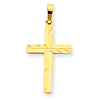 14k Yellow Gold Diamond-cut Hollow Cross Pendant 3/4in