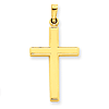 14k Yellow Gold Hollow Latin Cross Pendant 15/16in