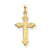 14kt Yellow Gold 1in Hollow Fleur de lis Cross