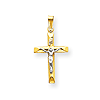14kt Two-tone Gold 3/4in INRI Hollow Beveled Crucifix Pendant