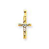 14kt Two-tone Gold 11/16in INRI Hollow Crucifix Pendant