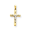 14kt Two-tone Gold 13/16in Hollow INRI Crucifix