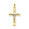 14k Two-tone Gold 1in INRI Hollow Crucifix with Flat Back