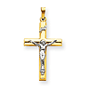 14kt Two-tone Gold 1 3/16in INRI Hollow Crucifix