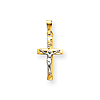 14kt Two-tone Gold 3/4in INRI Hollow Crucifix Pendant