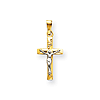14k Two-tone Gold 3/4in INRI Hollow Crucifix Pendant
